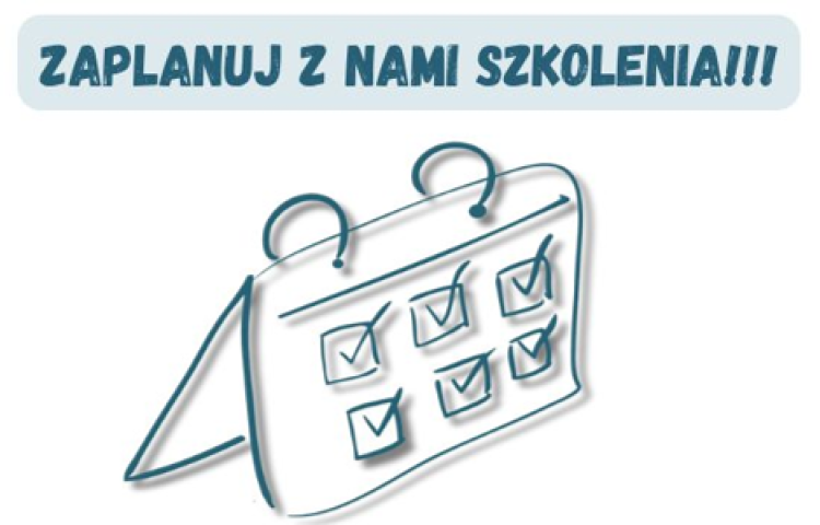 Grafika dekoracyjna z napisem Zaplanuj z nami szkolenia